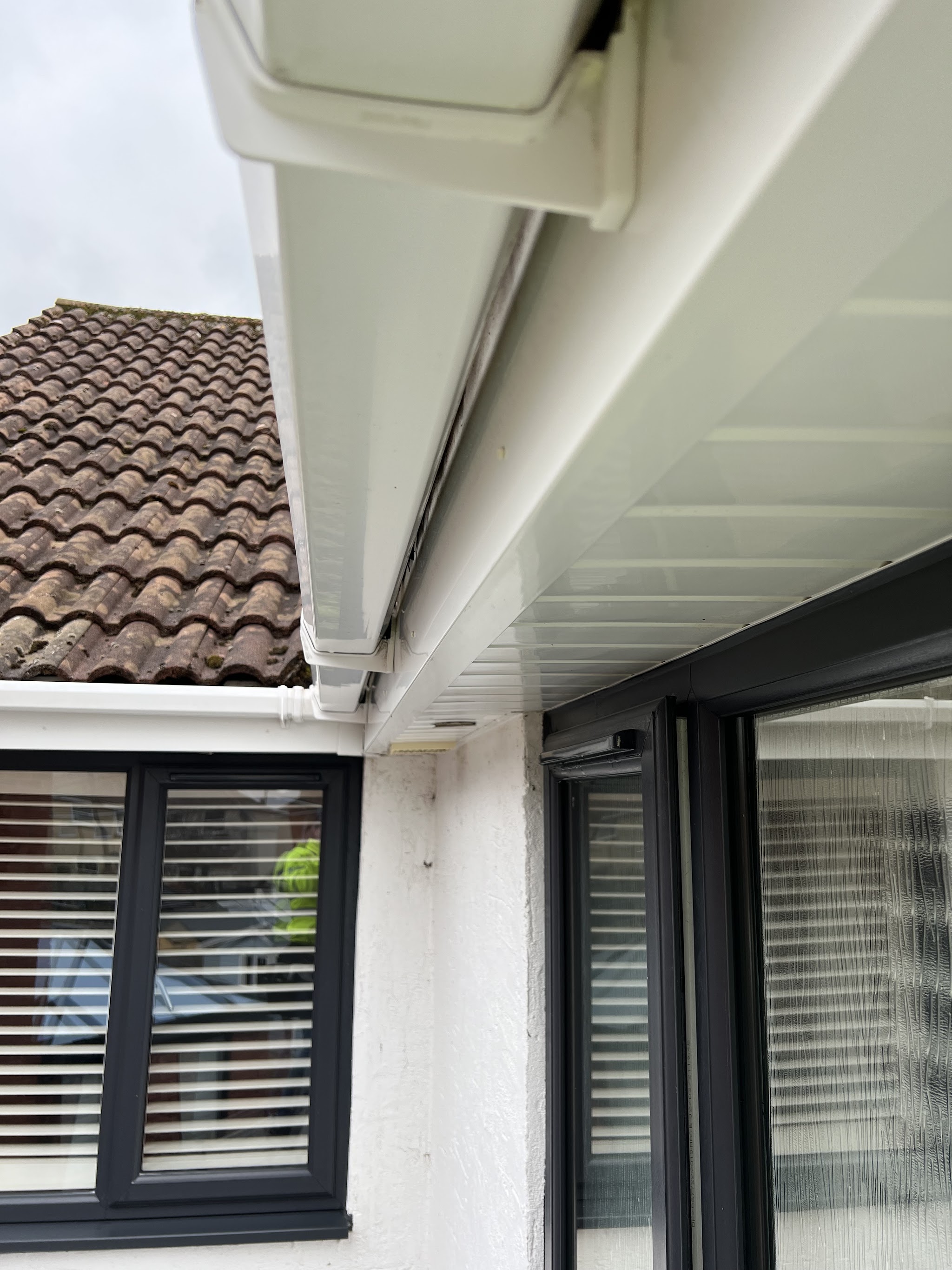 Bright white fascia and soffit after cleaning